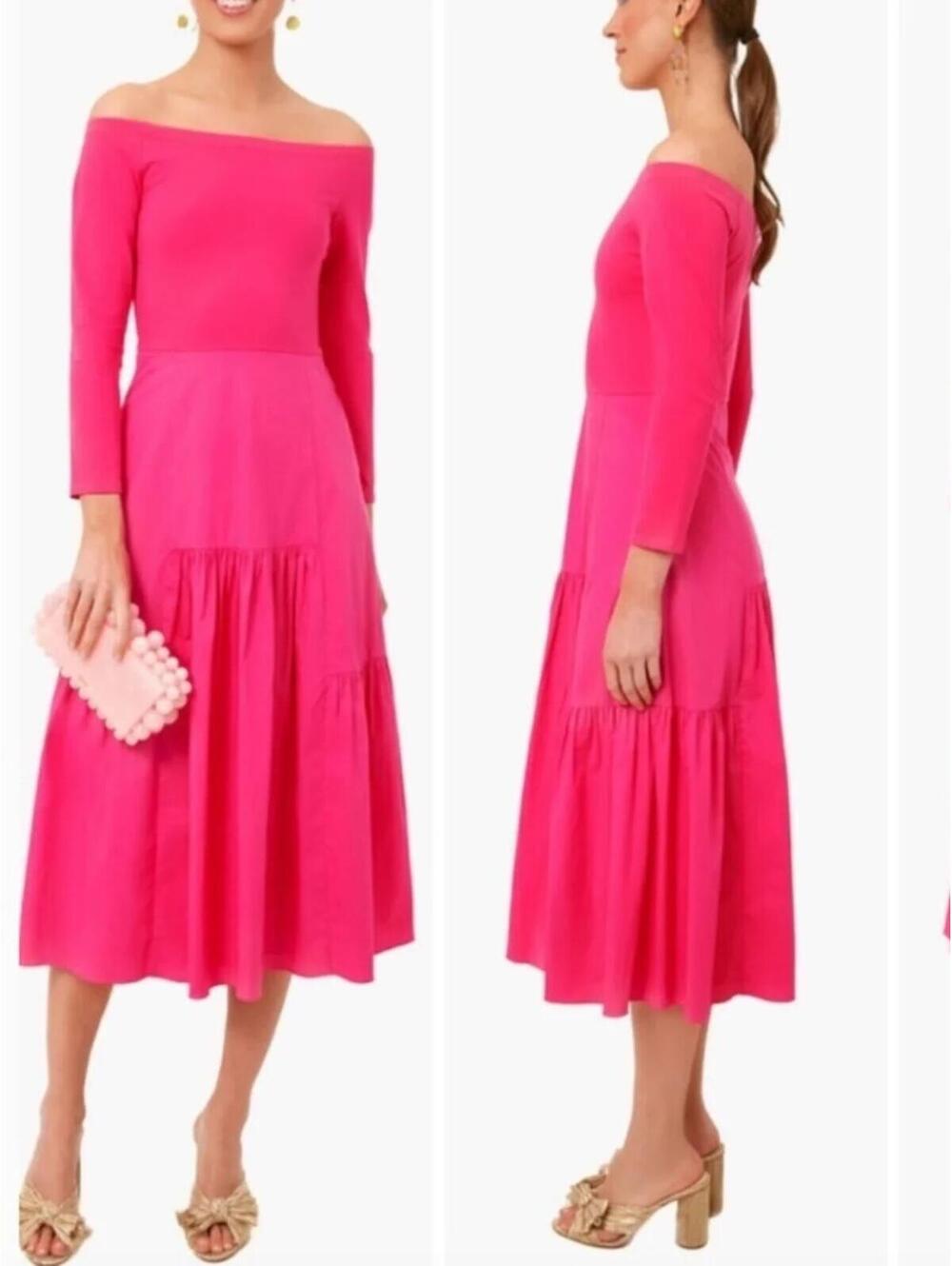 Tuckernuck by Cameron Wimberly Pink Off the Shoulder Midi Dress XXL